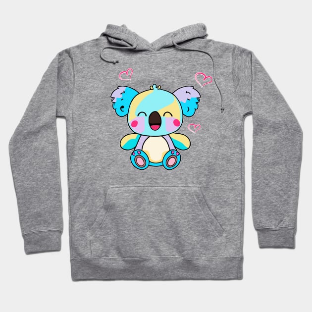 Happy smiling baby koala bear with love hearts. Kawaii cartoon Hoodie by SPJE Illustration Photography